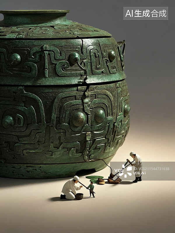 【AI数字艺术】文物修复微观场景图片素材