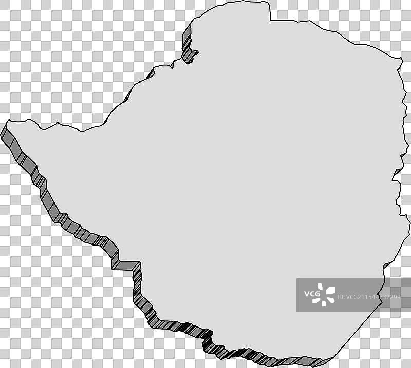 津巴布韦地图 3D 轮廓图片素材