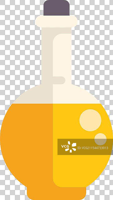 盛有冒泡黄色液体的圆底烧瓶图片素材