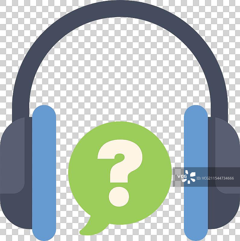 耳机上显示问号的对话气泡图片素材