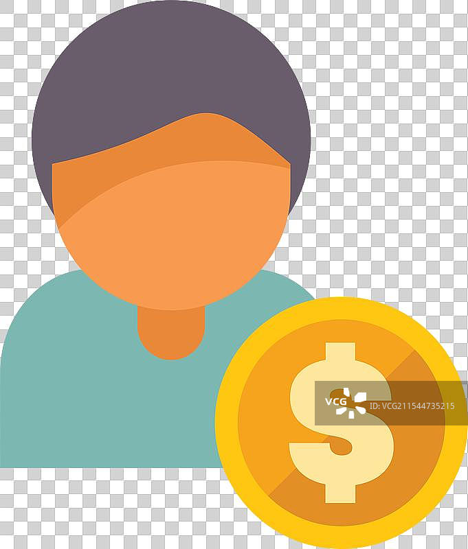 一个人手持一枚带有美元符号的大硬币图片素材