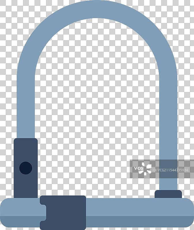 坚固的金属自行车U型锁防盗保护图片素材