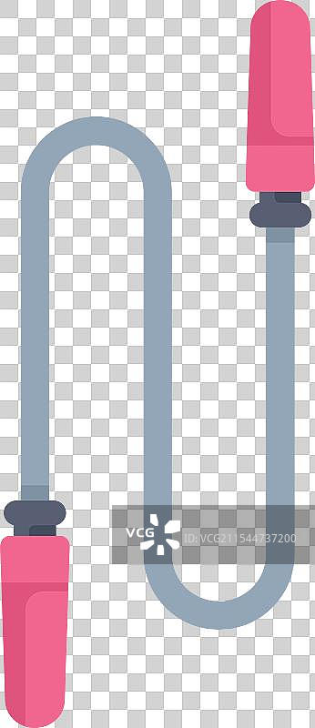 白色背景上的粉色跳绳用于锻炼图片素材