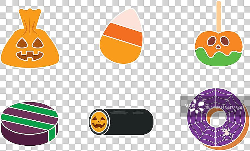 万圣节糖果图标集合，带有恐怖元素图片素材