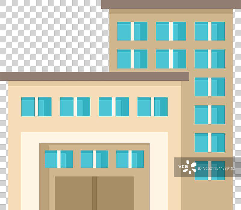 现代米色建筑，配有大型车库门图片素材