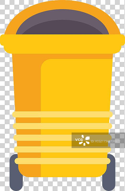 黄色垃圾桶放在白色背景上图片素材