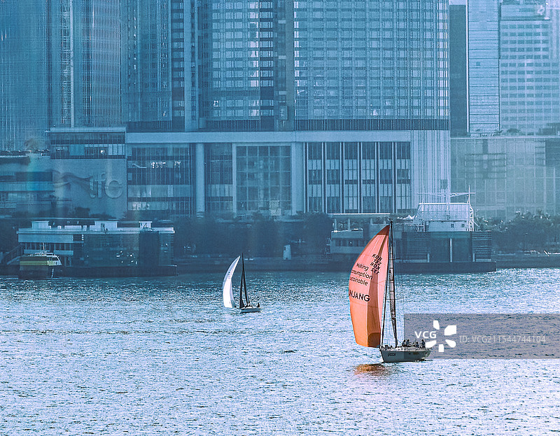 维港帆船图片素材