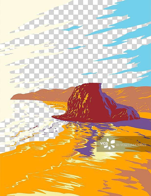 新西兰奥克兰皮哈海滩上的狮子岩图片素材