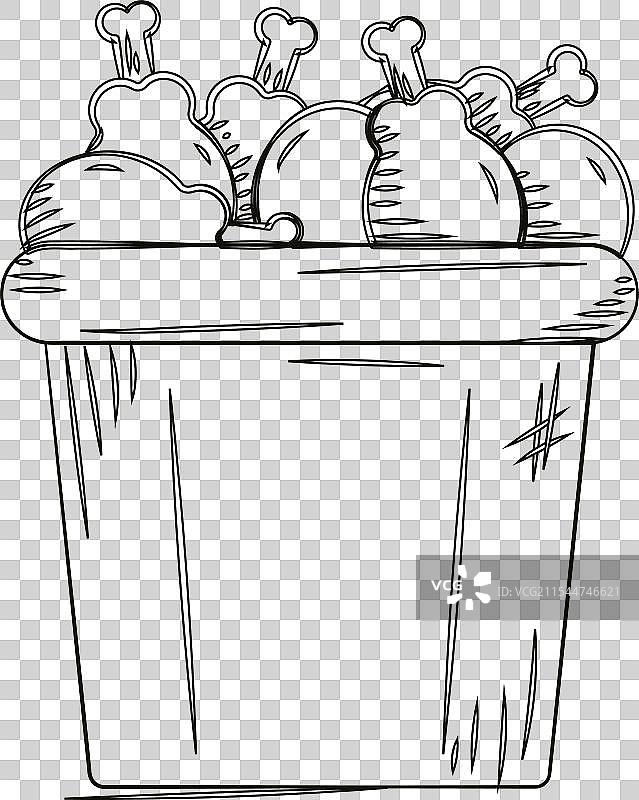 手绘炸鸡桶与鸡腿图片素材