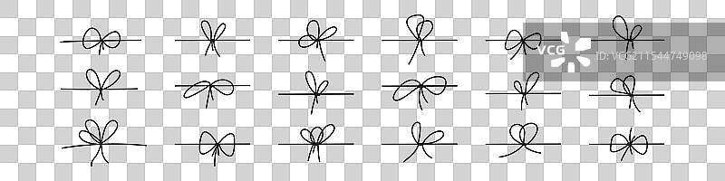 简单的黑色蝴蝶结，带有绑绳和丝带结图片素材