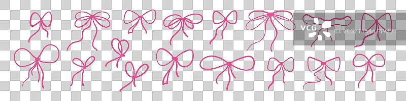 粉色蝴蝶结，带有丝带和蕾丝，既可爱又迷人图片素材