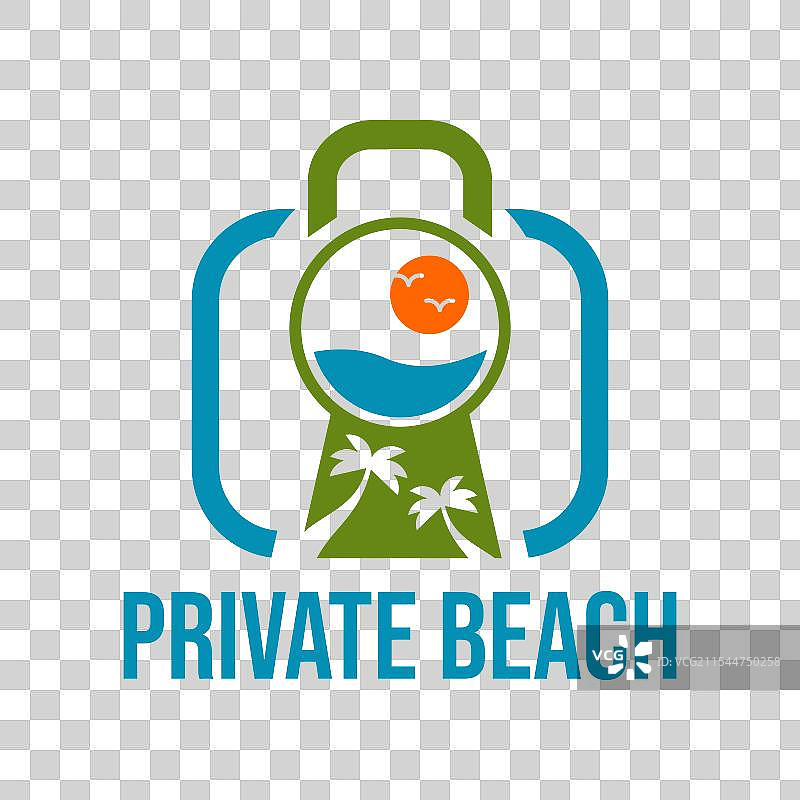 私人海滩扁平极简风格标志设计图片素材