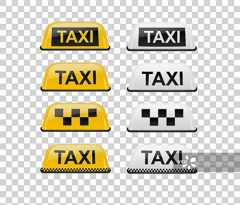 出租车车顶标志组 逼真图片素材