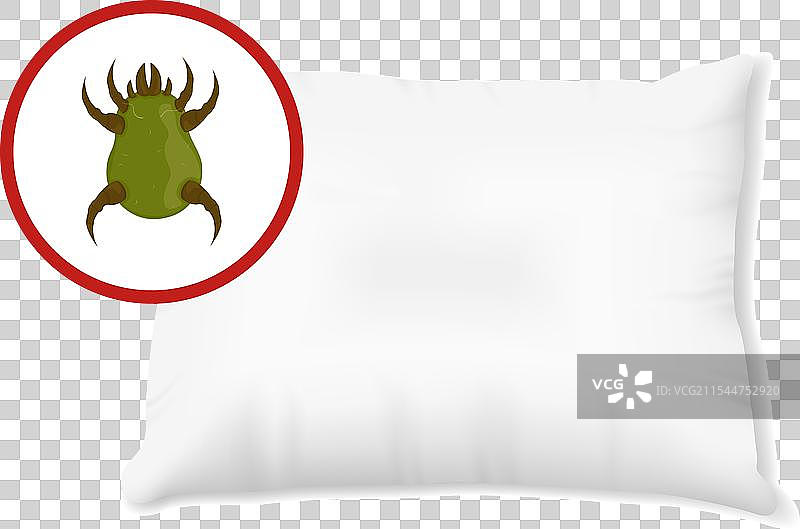 绿色尘螨在枕头上图片素材