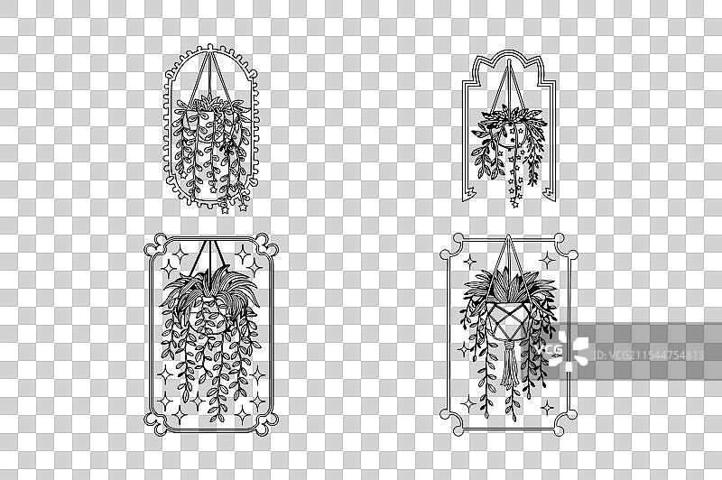 黑白涂色书的线条艺术图片素材