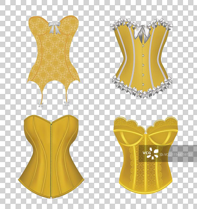 四件黄色紧身胸衣套装图片素材