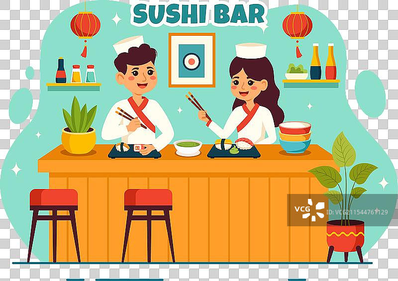 日本寿司吧亚洲美食或餐厅图片素材