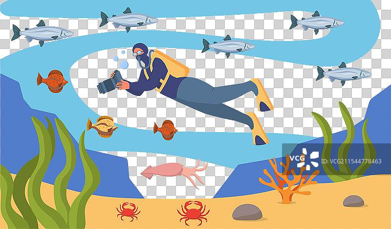 水下潜水员概念图片素材