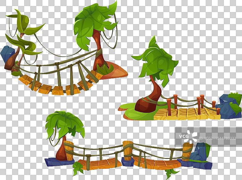 孤立在白色背景上的绳索桥图片素材