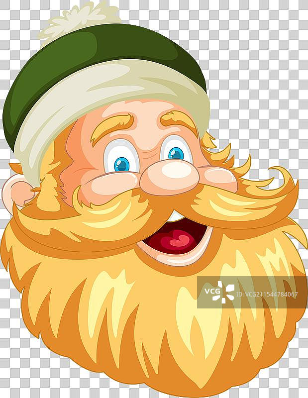 一个微笑的卡通男人，留着大胡子图片素材