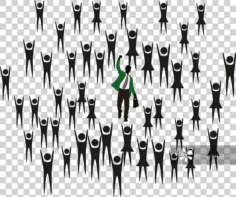 商人举起双臂庆祝成功图片素材