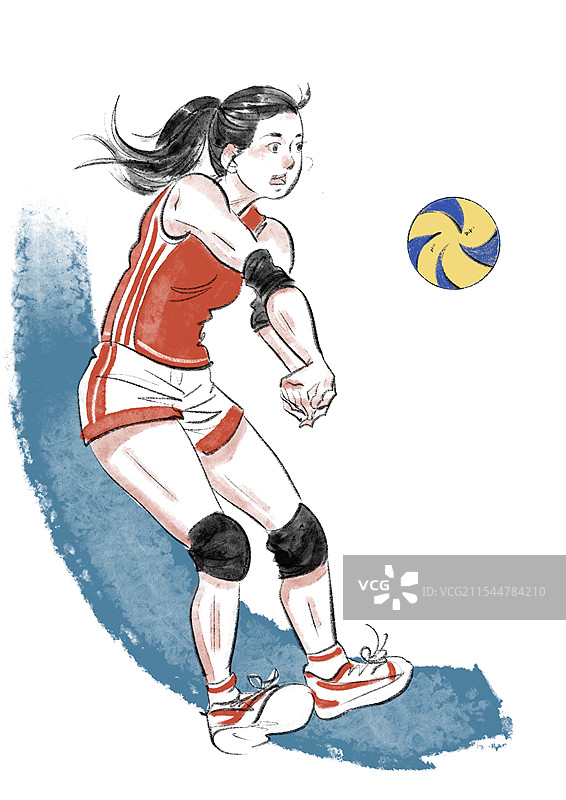 女排运动员插画图片素材