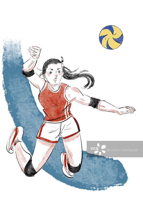 女排运动员插画图片素材