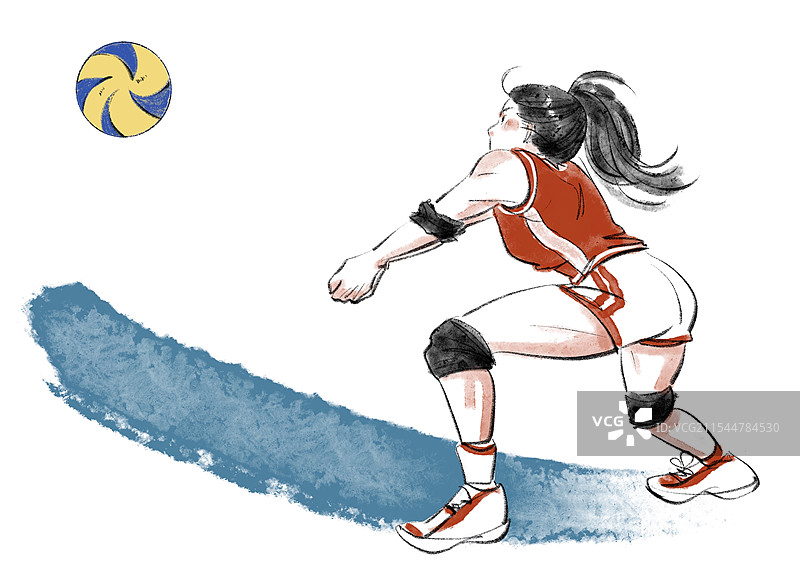 女排运动员插画图片素材