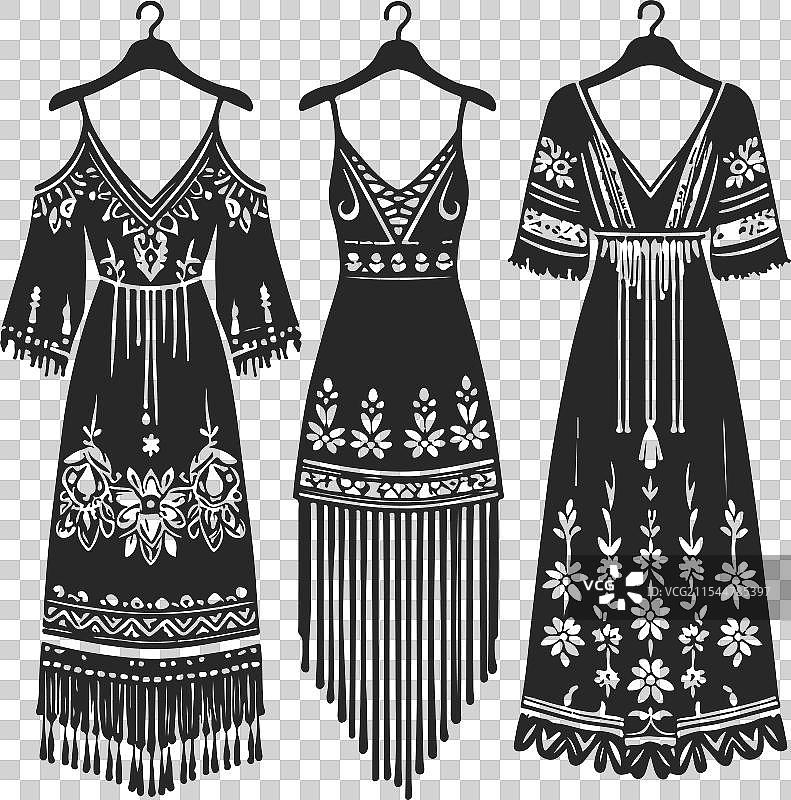 波西米亚风格连衣裙技术时尚图片素材