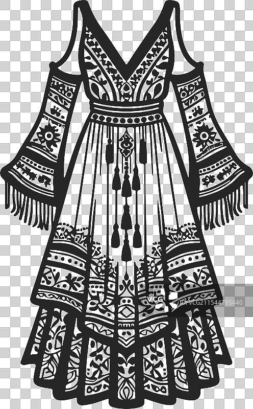 波西米亚风格连衣裙技术时尚图片素材