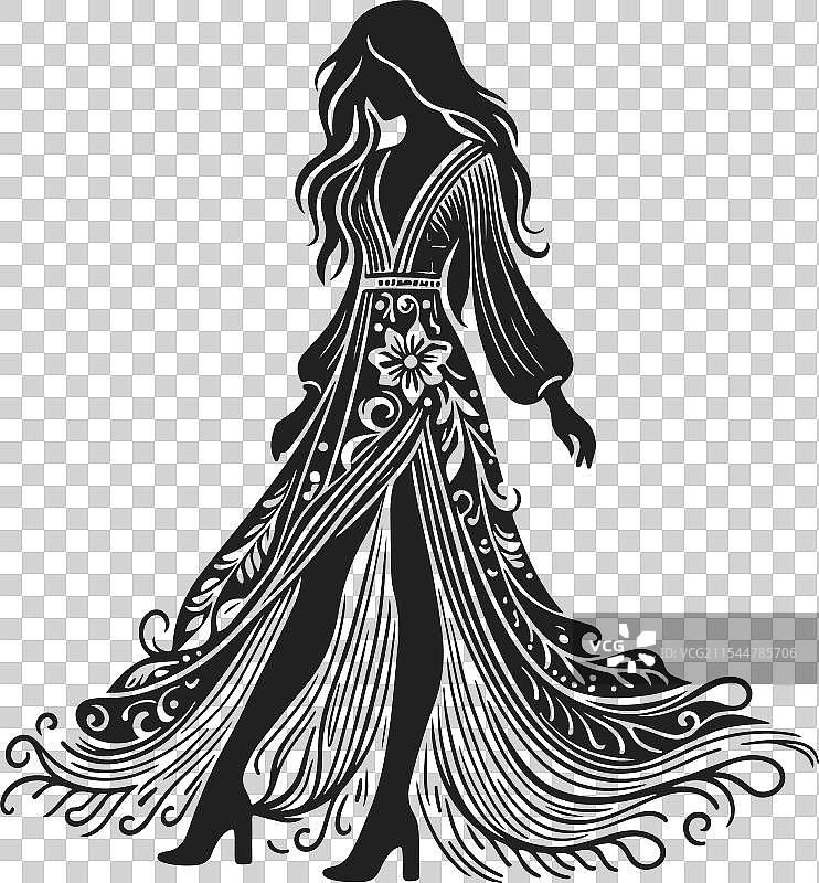 波西米亚风格连衣裙技术时尚图片素材