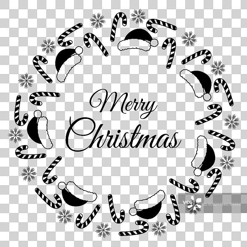 糖果手杖、圣诞老人帽、雪花和快乐图片素材