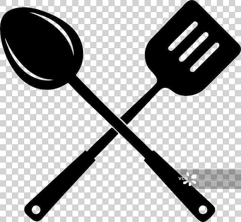 铲子和勺子的剪影艺术图片素材