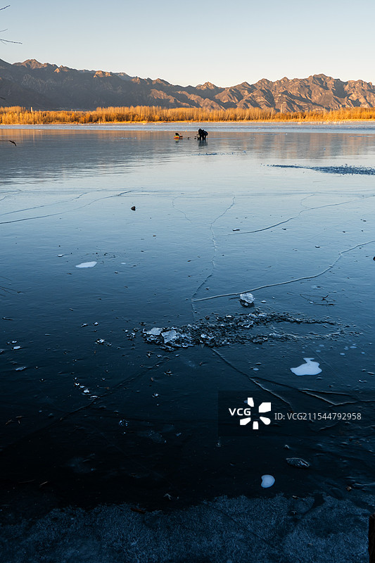北京官厅水库冬季景色图片素材