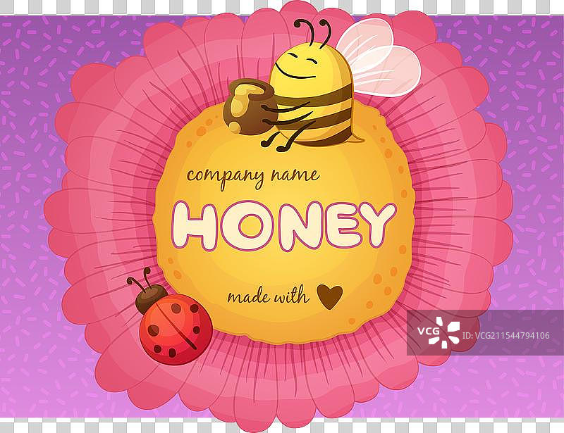蜂蜜标签设计的卡通蜜蜂图片素材