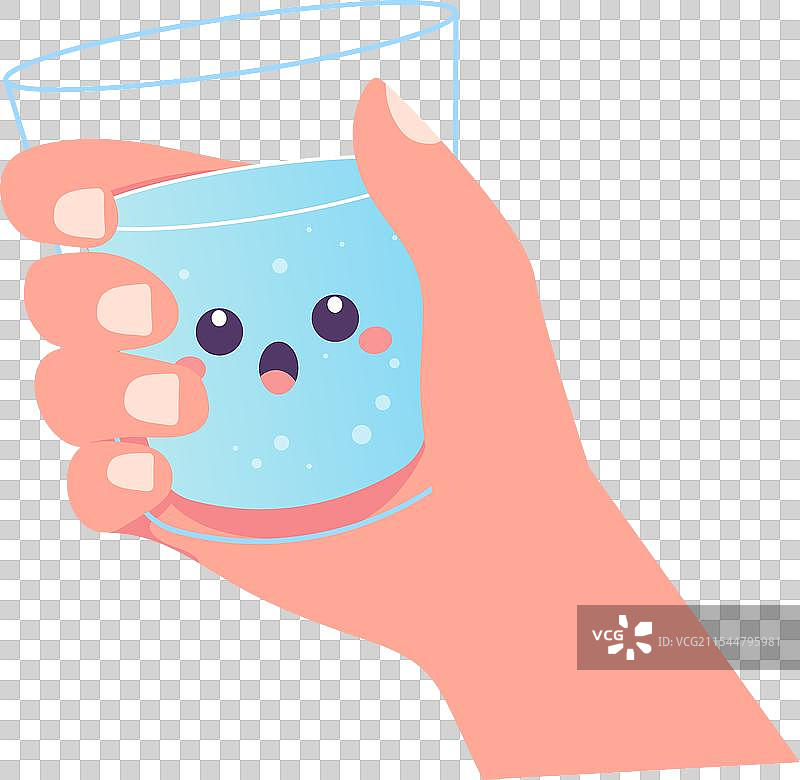 手握一杯水的H2O角色图片素材