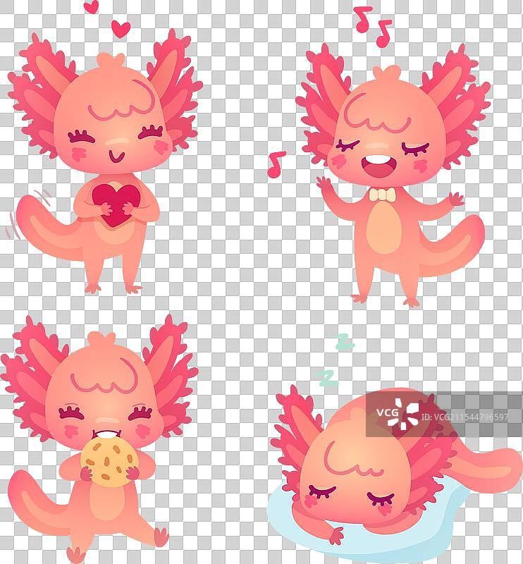 儿童卡通墨西哥钝口螈系列图片素材