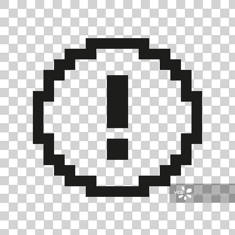 像素艺术中的圆形感叹号图标图片素材