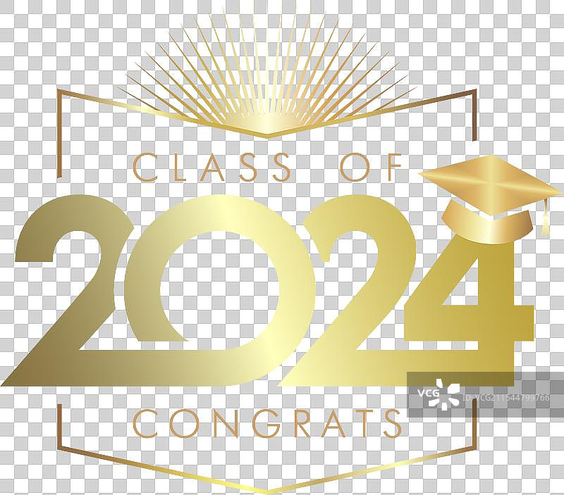 祝贺2024届毕业生的书籍与太阳标志图片素材