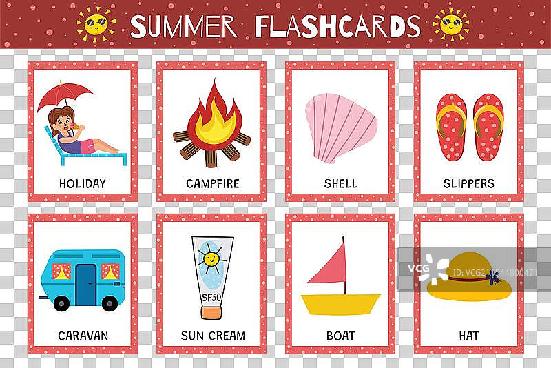 儿童夏季闪卡合集图片素材