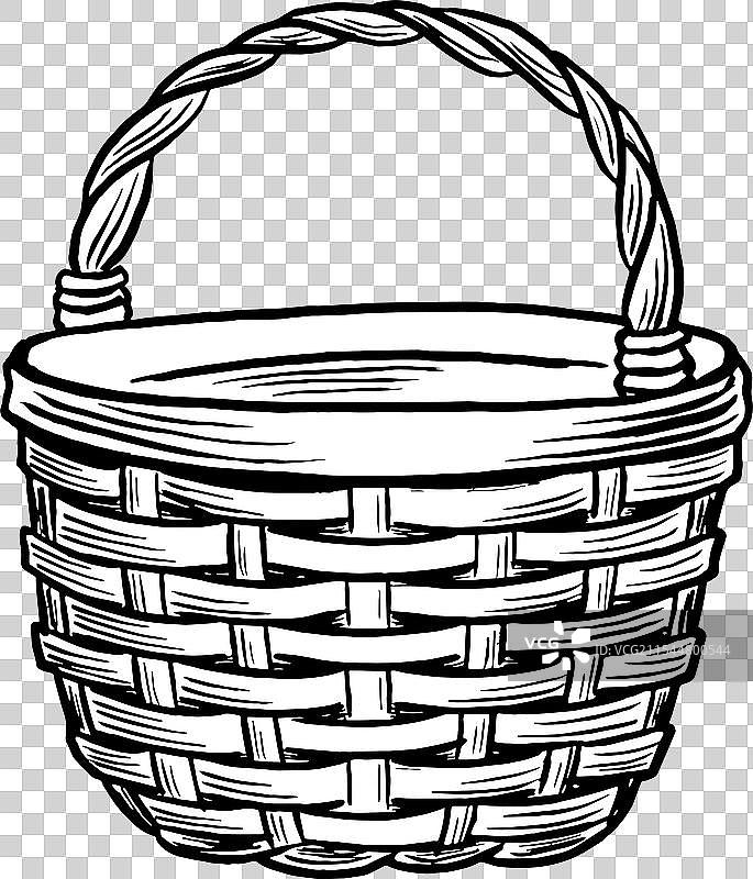 带把手的柳条收获篮图形图片素材