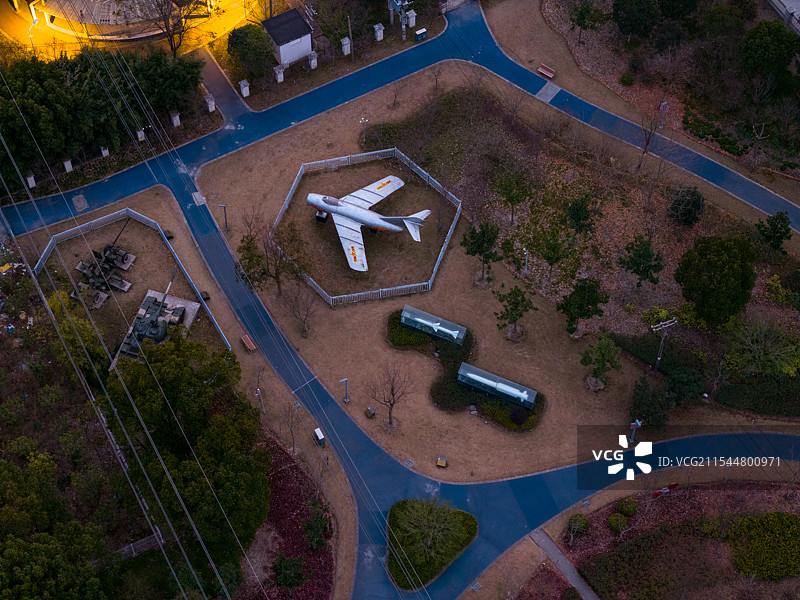 上海梅陇国防教育主题公园 米格-15比斯飞机航拍图片素材