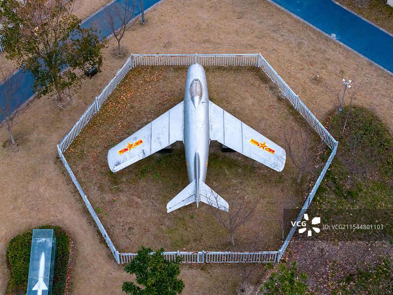 上海梅陇国防教育主题公园 米格-15比斯飞机航拍图片素材