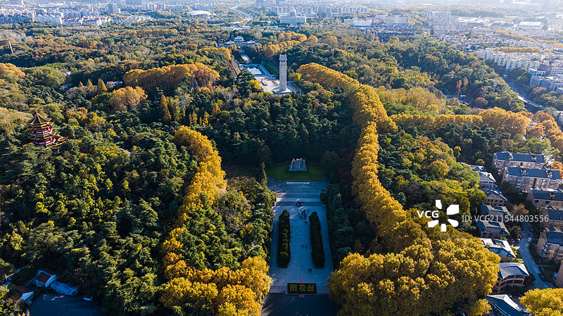 航拍南京雨花台风景区秋景图片素材