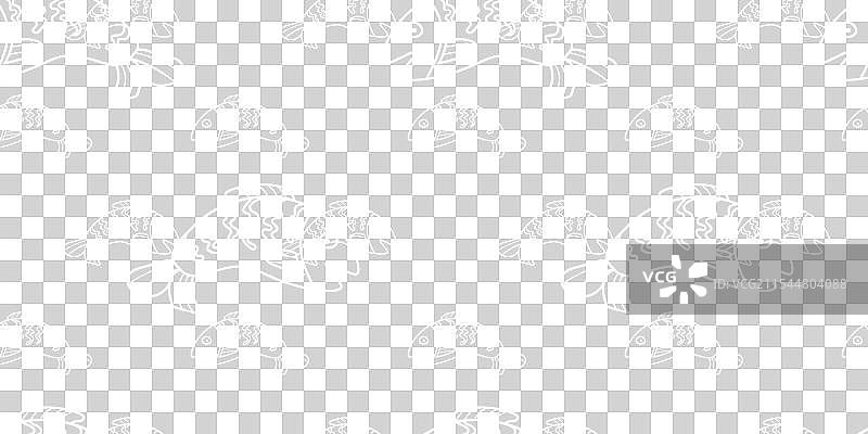 青绿色背景上白色鱼的无缝图案图片素材