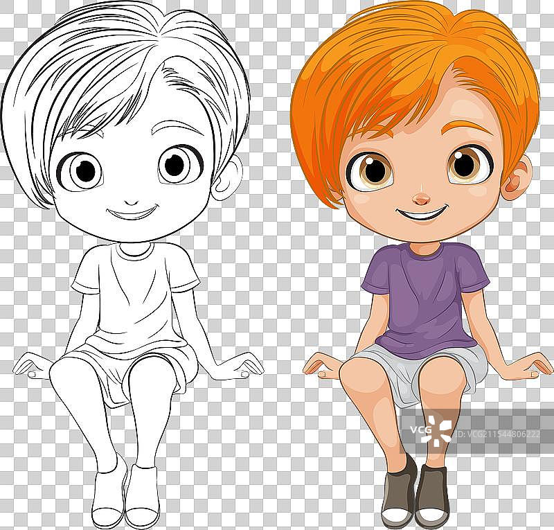 男孩的彩色与线条艺术图片素材