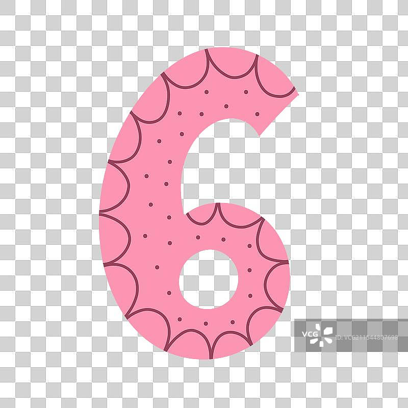 儿童涂鸦数字六的符号图片素材
