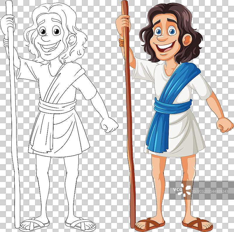 希腊角色的彩色线条艺术图片素材