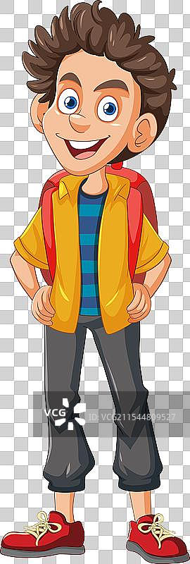 穿着休闲服的快乐小男孩微笑着图片素材