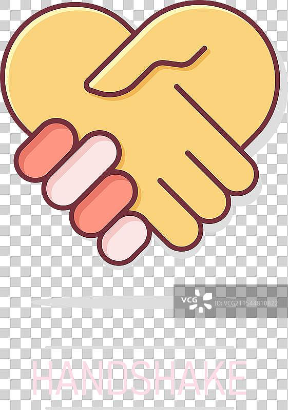 漫画风格的握手图标，象征合作协议图片素材